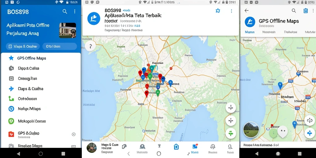 Antarmuka aplikasi BOS898 menampilkan peta yang jelas dan navigasi yang mudah.