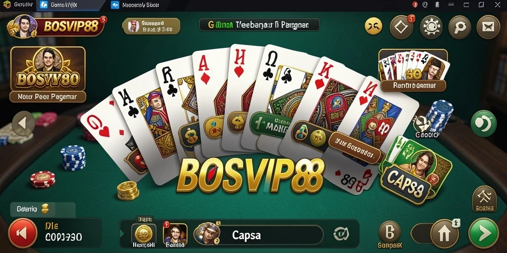 Antarmuka menarik game Capsa dengan fitur inovatif.