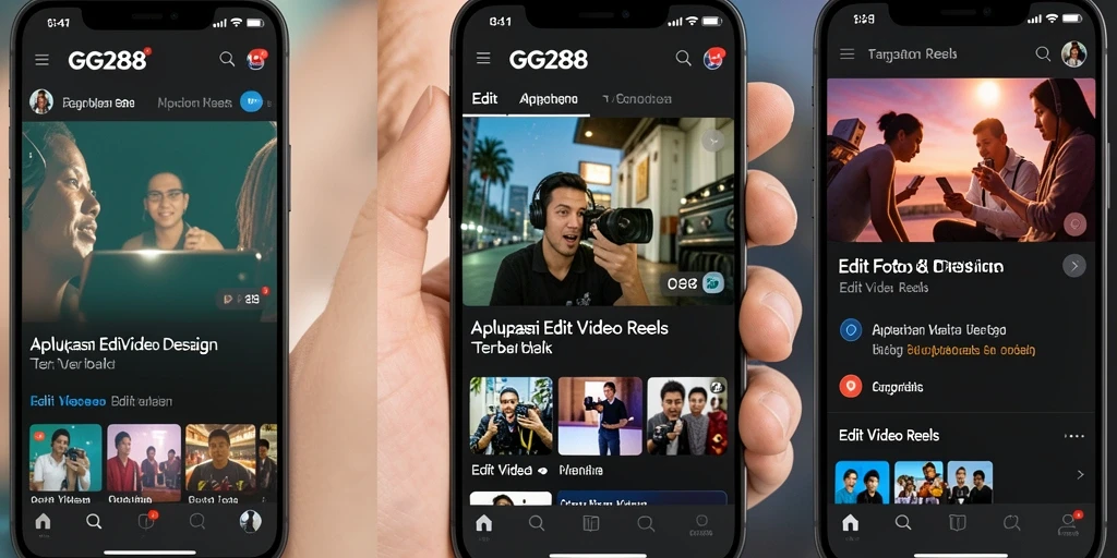 Screenshot antarmuka GG288 menampilkan fitur Edit Video Reels yang mudah digunakan.