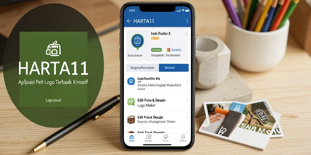 Screenshot HARTA11 menampilkan antarmuka intuitif untuk membuat logo.