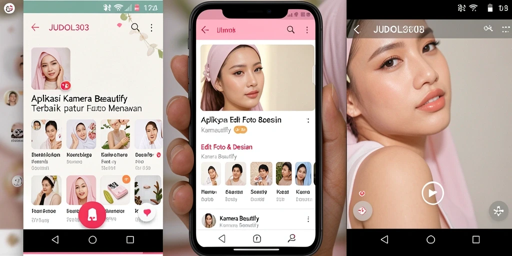Antarmuka aplikasi JUDOL303 dengan berbagai fitur Kamera Beautify.
