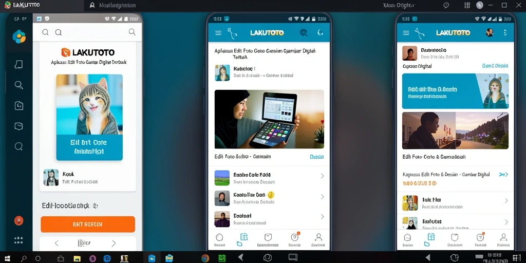 Antarmuka aplikasi LAKUTOTO menampilkan alat pengeditan yang canggih untuk Gambar Digital.