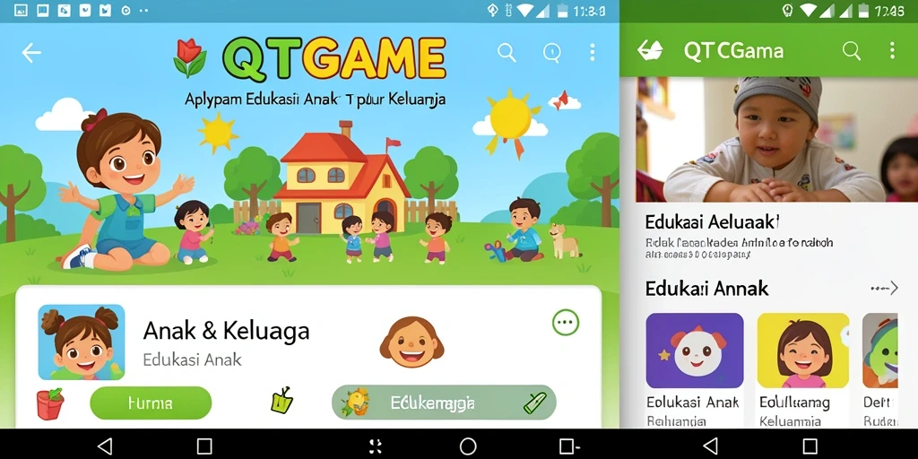 Tampilan antarmuka QTGAME yang ramah anak dan edukatif.